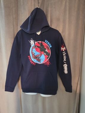 Marvel Spiderman Navy Venom & Carnage Pullover Hoodie Size Large